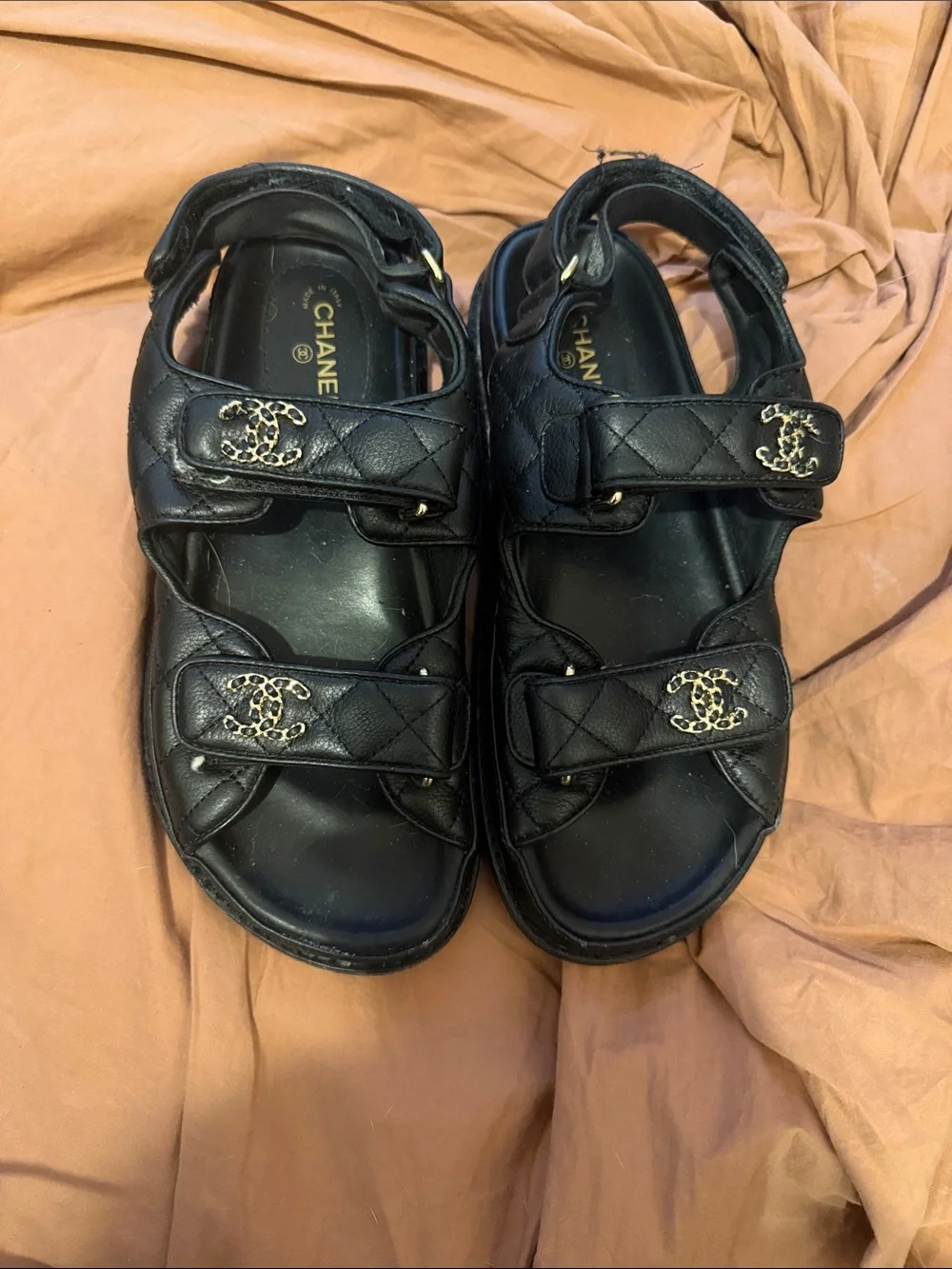 CHANEL Black Quilted Dad Sandals